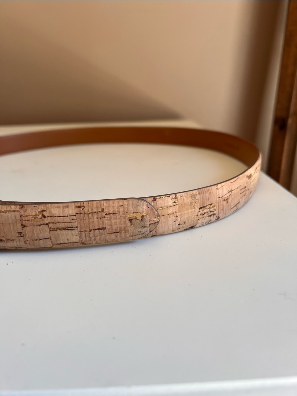 Ralph Lauren Cork-Textured Belt with Gold Buckle - Picture 3 of 6
